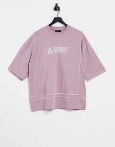 Розовато-лиловая oversized-футболка с принтом логотипа на груди и окантовкой ASOS Unrvlld Spply-Фиолетовый цвет