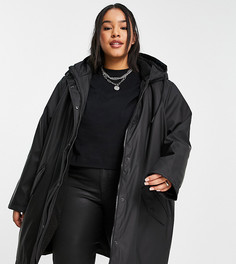 Черная куртка-дождевик с покрытием и подкладкой из искусственного меха Only Curve-Черный цвет
