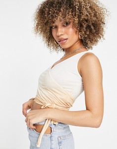 Светло-желтый топ с запахом и эффектом деграде NA-KD