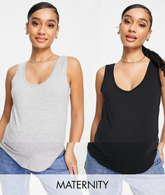 Набор из 2 маек черного и белого цвета Missguided Maternity-Черный цвет