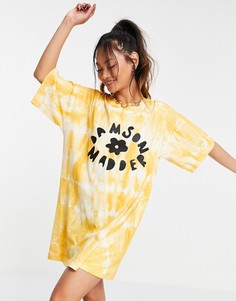 Платье-футболка с принтом тай-дай из органического хлопка Damson Madder-Желтый