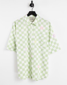 Oversized-рубашка из органического хлопка в клетку от комплекта Damson Madde-Зеленый цвет