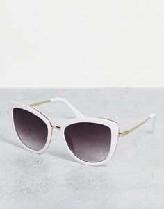 Большие солнцезащитные очки "кошачий глаз" в бело-золотистой оправе с металлическими дужками ALDO Puthiel-Белый