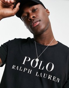 Черная футболка с логотипом-надписью на груди Polo Ralph Lauren-Черный цвет