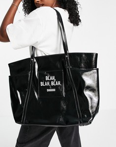 Черная лакированная сумка-тоут Skinnydip I Really Dont Care-Черный цвет
