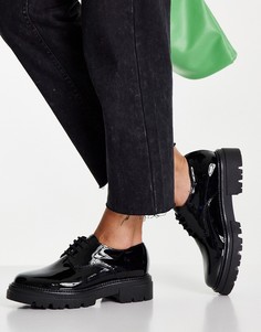 Лакированные черные туфли на плоской подошве из кожи schuh Libra-Черный цвет