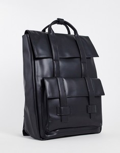 Черный рюкзак из искусственной кожи с двумя ручками ASOS DESIGN-Черный цвет