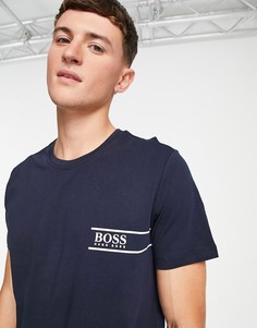 Темно-синяя футболка с логотипом BOSS-Темно-синий