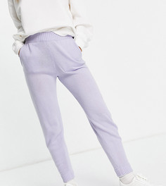 Трикотажные свободные джоггеры с манжетами пастельного цвета от комплекта M Lounge-Фиолетовый цвет