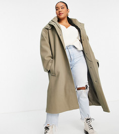 Oversized-парка цвета хаки ASOS DESIGN Curve-Светло-бежевый цвет