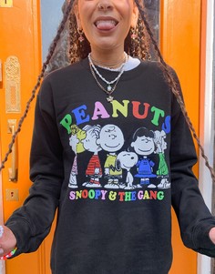 Черный свитшот в стиле oversized Vintage Supply x Peanuts-Черный цвет