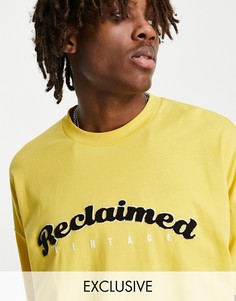 Oversized-футболка из органического хлопка цвета охры в университетском стиле Reclaimed Vintage Inspired-Желтый