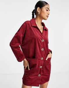 Бордовое платье-рубашка в стиле oversized Urban Threads-Красный