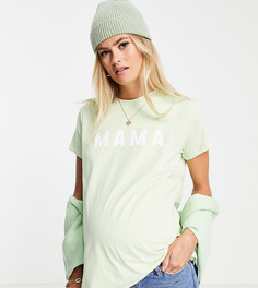 Зеленая двухслойная футболка с надписью "Mama" для кормящих матерей ASOS DESIGN Maternity-Фиолетовый цвет