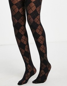 Черные колготки плотностью 30 ден с ромбами ASOS DESIGN-Черный цвет