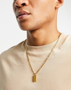 Золотистое ожерелье из нержавеющей стали со шлифованной подвеской в виде солдатского жетона ASOS DESIGN-Золотистый