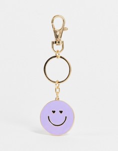 Фиолетовая подвеска на сумку в виде смайлика ASOS DESIGN-Фиолетовый цвет