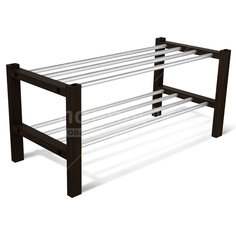 Полка для обуви, металл, дерево, 2 секц, 65х29.5х29 см, венге, Sheffilton, Альберо, SHT-SR9