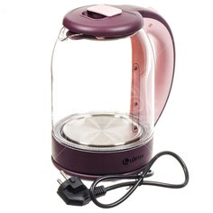 Чайник электрический Lofter, C03 Savory, розовый, 2 л, 1500 Вт, скрытый нагревательный элемент, стекло