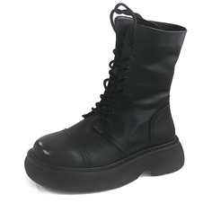 Ботинки Черные ботинки из кожи на утолщенной подошве на подкладке из натуральной шерсти на шнуровке Respect