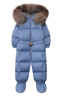 Пуховый комбинезон с мехом Moncler