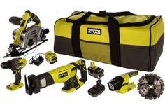 Набор аккумуляторных инструментов Ryobi R18CK-252S ONE+ (черно-зеленый)