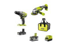 Набор аккумуляторных инструментов Ryobi R18DDAG-252S (черно-зеленый)