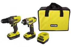 Набор аккумуляторных инструментов Ryobi R18DDID-220S (черно-желтый)