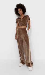 Stradivarius Брюки Из Бархата Коричневый M