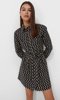 Stradivarius Платье-Рубашка С Принтом Бежевый M