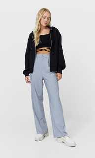 Stradivarius Худи Оверсайз На Молнии Черный Xs