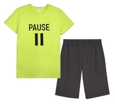 Пижама Bossa Nova &quot;Like&quot; для мальчика: футболка и шорты, черно-зеленая Витоша