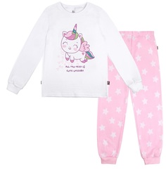 Пижама Bossa Nova &quot;Морфей&quot; Единорог для девочки: джемпер и брюки, бело-розовая Витоша
