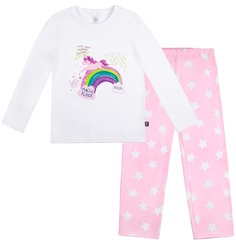 Пижама Bossa Nova &quot;Морфей&quot; для девочки: джемпер и брюки, бело-розовая Витоша
