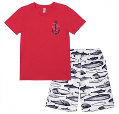 Пижама Bossa Nova &quot;Мечтатель&quot; для мальчика: футболка и шорты, красно-серая Витоша