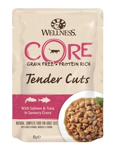 Пауч Wellness CORE Tender Cuts &quot;Нарезка из лосося с тунцом в соусе&quot; для кошек, 85гр Cor.E