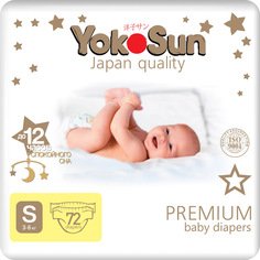 Подгузники YokoSun Premium S (3-6 кг), 72шт.