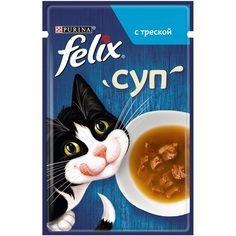 Влажный корм Felix суп для взрослых кошек, с треской, 48гр