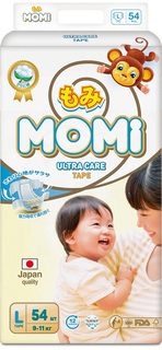Подгузники Momi Ultra Care L (9-14кг), 54шт.