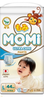 Подгузники-трусики Momi Ultra Care L (9-14кг), 44шт.