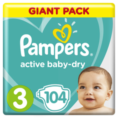 Подгузники Pampers Active Baby-Dry Midi 3 (6-10кг), 104шт.