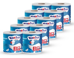 Туалетная бумага YokoSun, 3 слоя, 10 рулонов