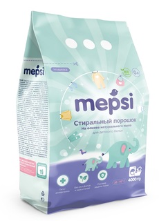 Стиральный порошок Mepsi на основе натурального мыла, для детского белья, гипоаллергенный, 4кг