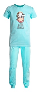 Пижама НОАТЕКС+ для девочки: футболка и брюки, голубая Витоша