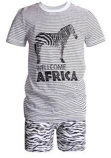 Пижама НОАТЕКС+ для девочки: футболка и шорты, черно-белая Витоша