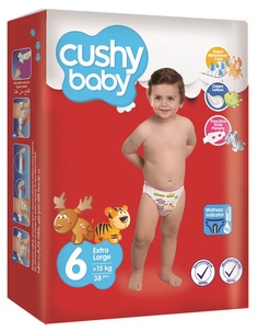 Подгузники Cushy baby 15+ кг, 38шт.