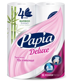Бумажные полотенца Papia Delux, 4 слоя, 2 рулона