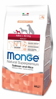 Корм Monge Dog Speciality Mini &quot;Лосось с рисом&quot; для взрослых собак мелких пород, 800гр