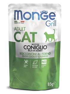 Пауч Monge Cat Grill Pouch &quot;Итальянский кролик&quot; для взрослых кошек, 85гр