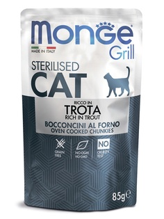 Пауч Monge Cat Grill Pouch &quot;Итальянская форель&quot; для стерилизованных кошек, 85гр